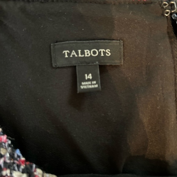 Talbots Women’s Sleeveless Shift Dress Size 14 Tweed Fringe Royalcore - Picture 2 of 15